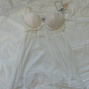 NWT Victoria's Secret Sheer White Bridal Babydoll Camisole
